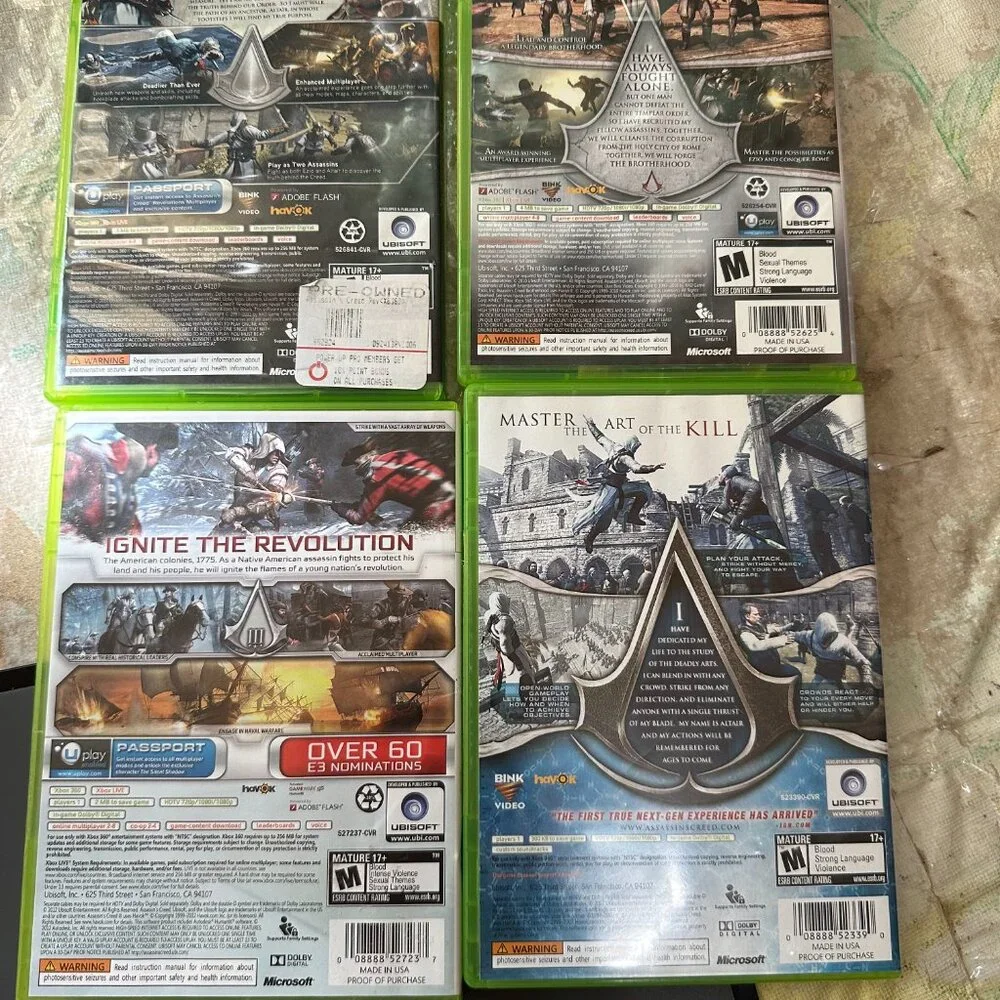 Lot of 4 Assassin's Creed Xbox 360 Games Revelations Brotherhood Assassin's Cree